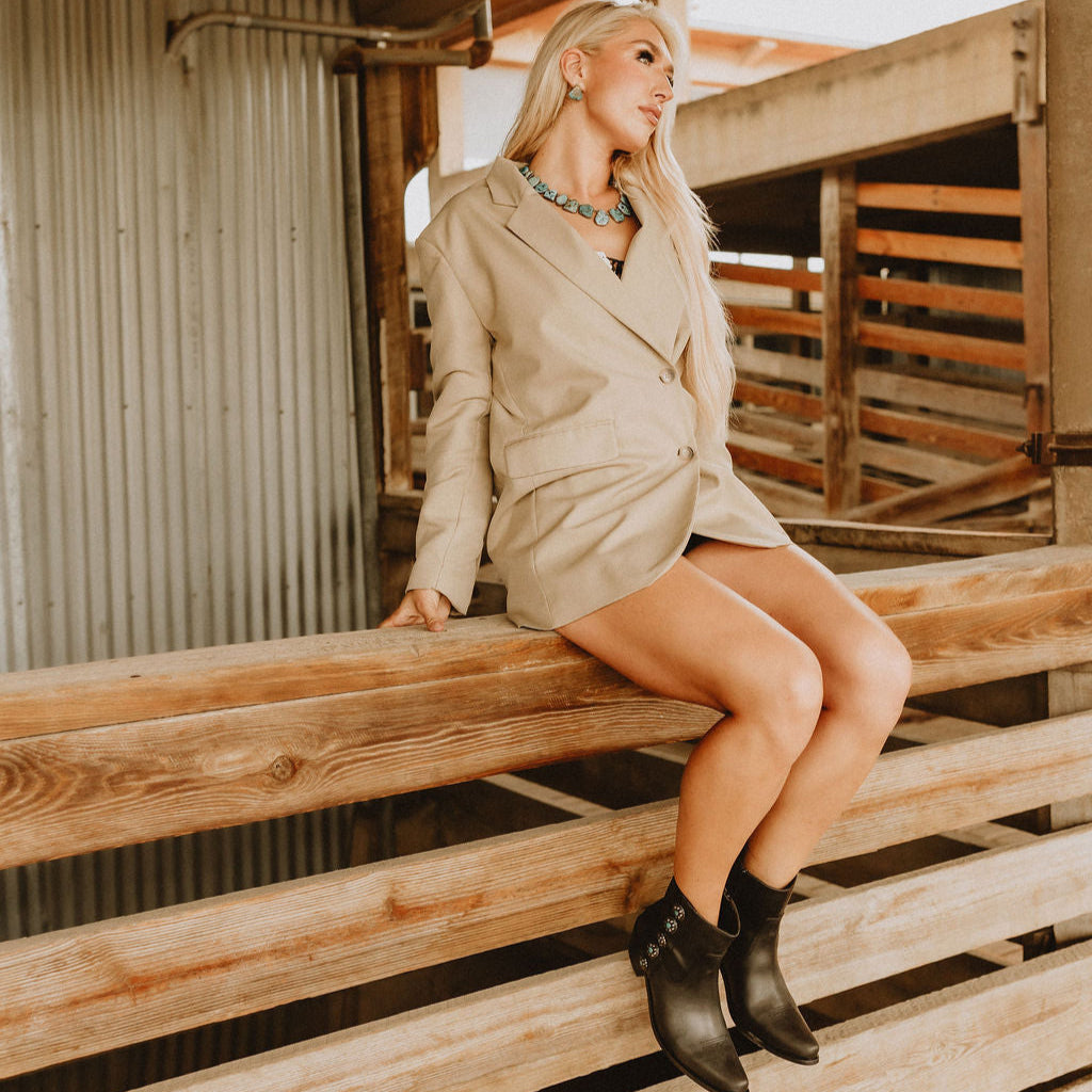 Cait Conchos Ankle Boot Black