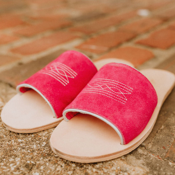 Nadia Western Slide - Pink/Silver