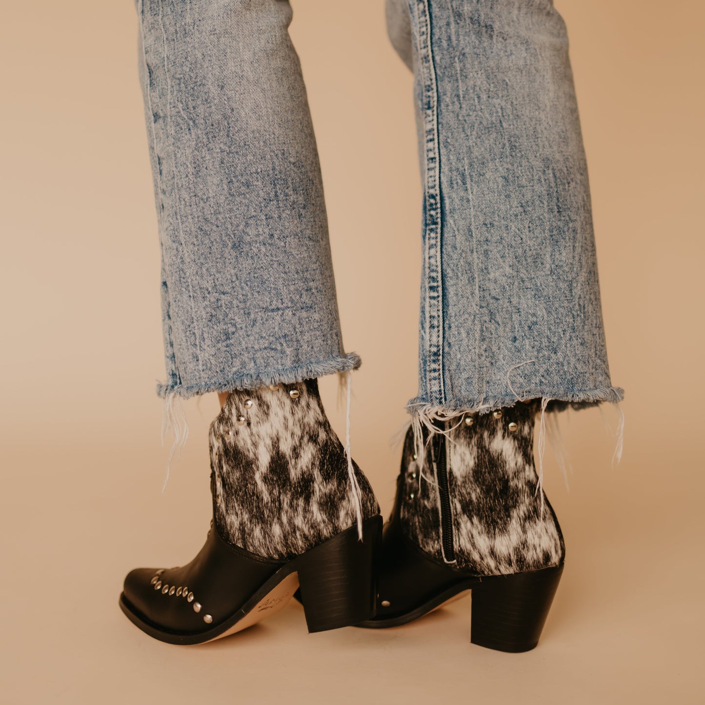 Georgia Studded Ankle Boot Black/Salt & Pepper