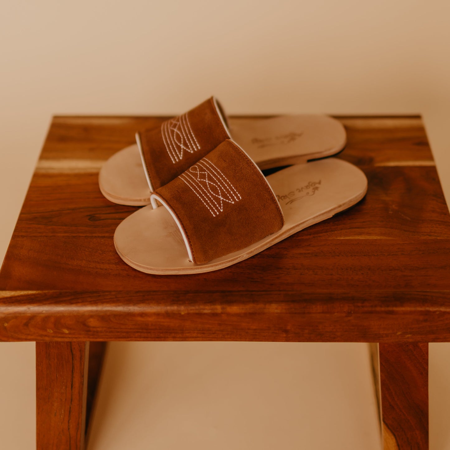 Nadia Western Slide - Rust/Cream
