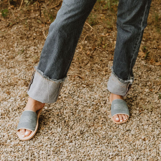 Nadia Western Slide - Denim/Cream