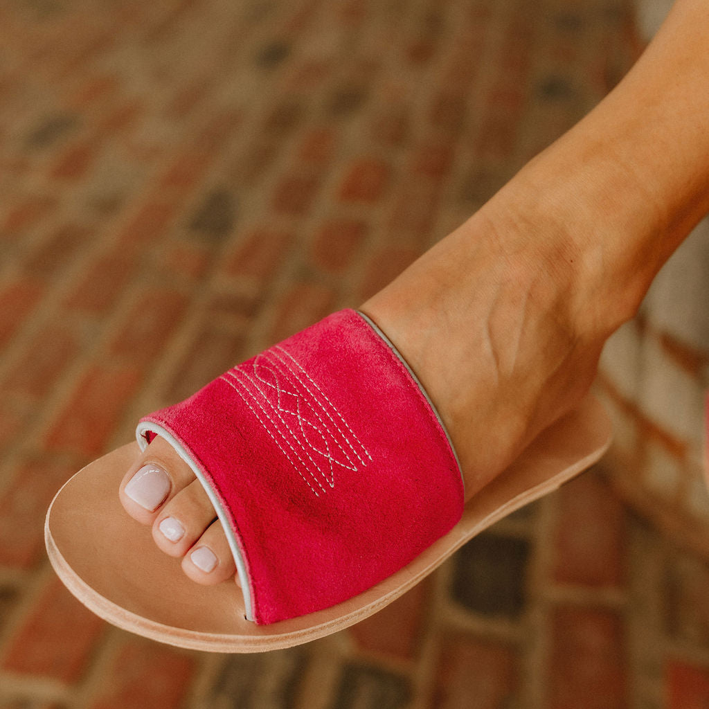 Nadia Western Slide - Pink/Silver