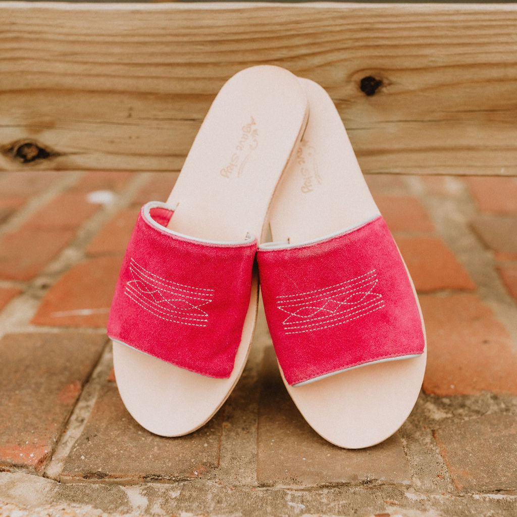 Nadia Western Slide - Pink/Silver