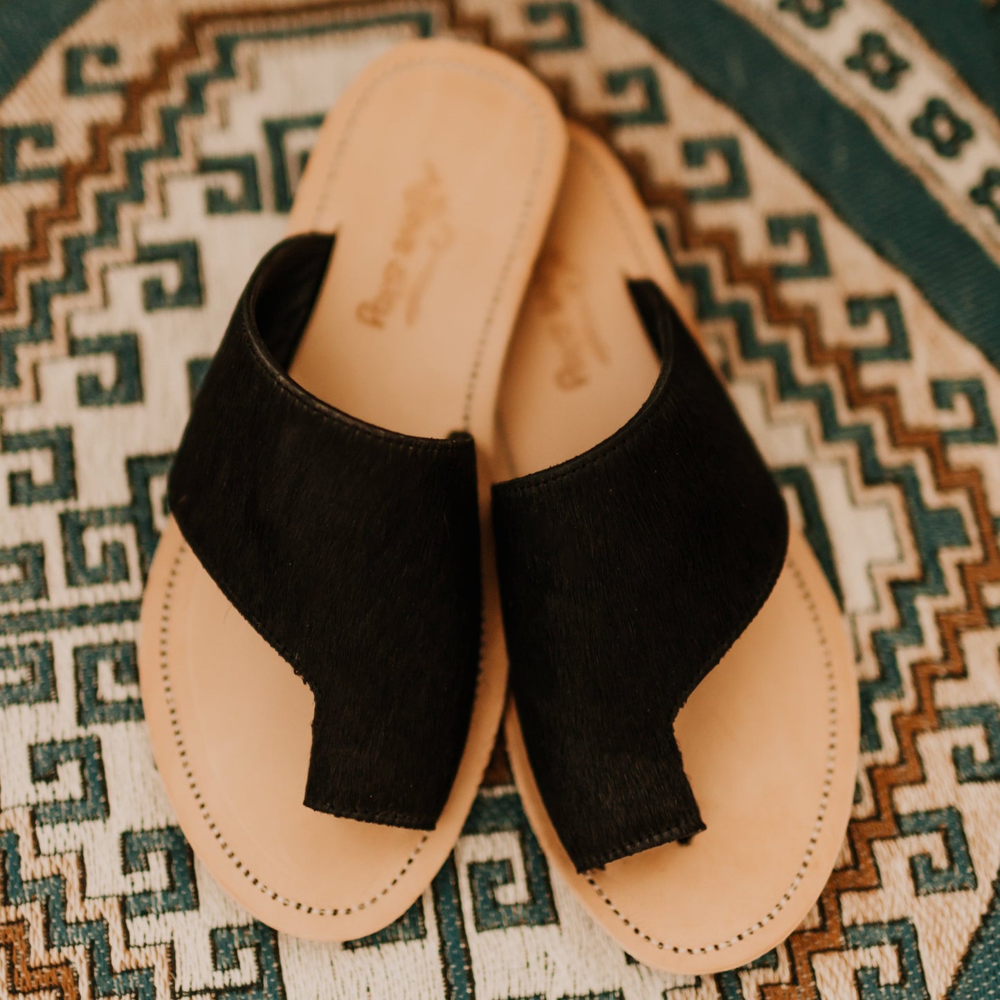 Tanya Cowhide Slides Black