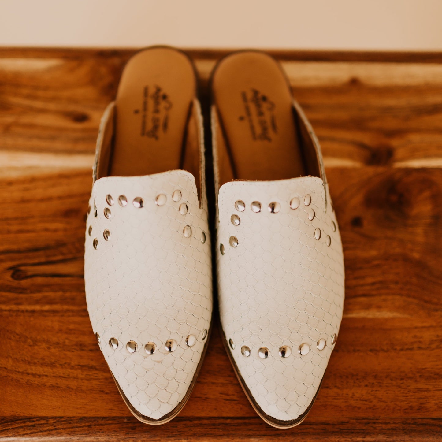 Adaire Studded Flat Mule Etiope White