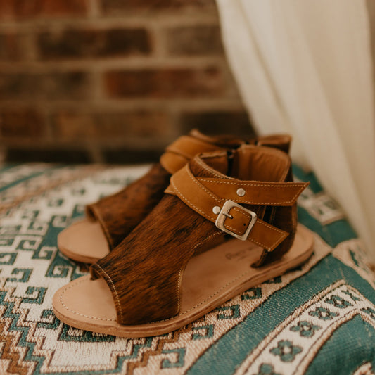 Amber Cowhide Sandal Brindle