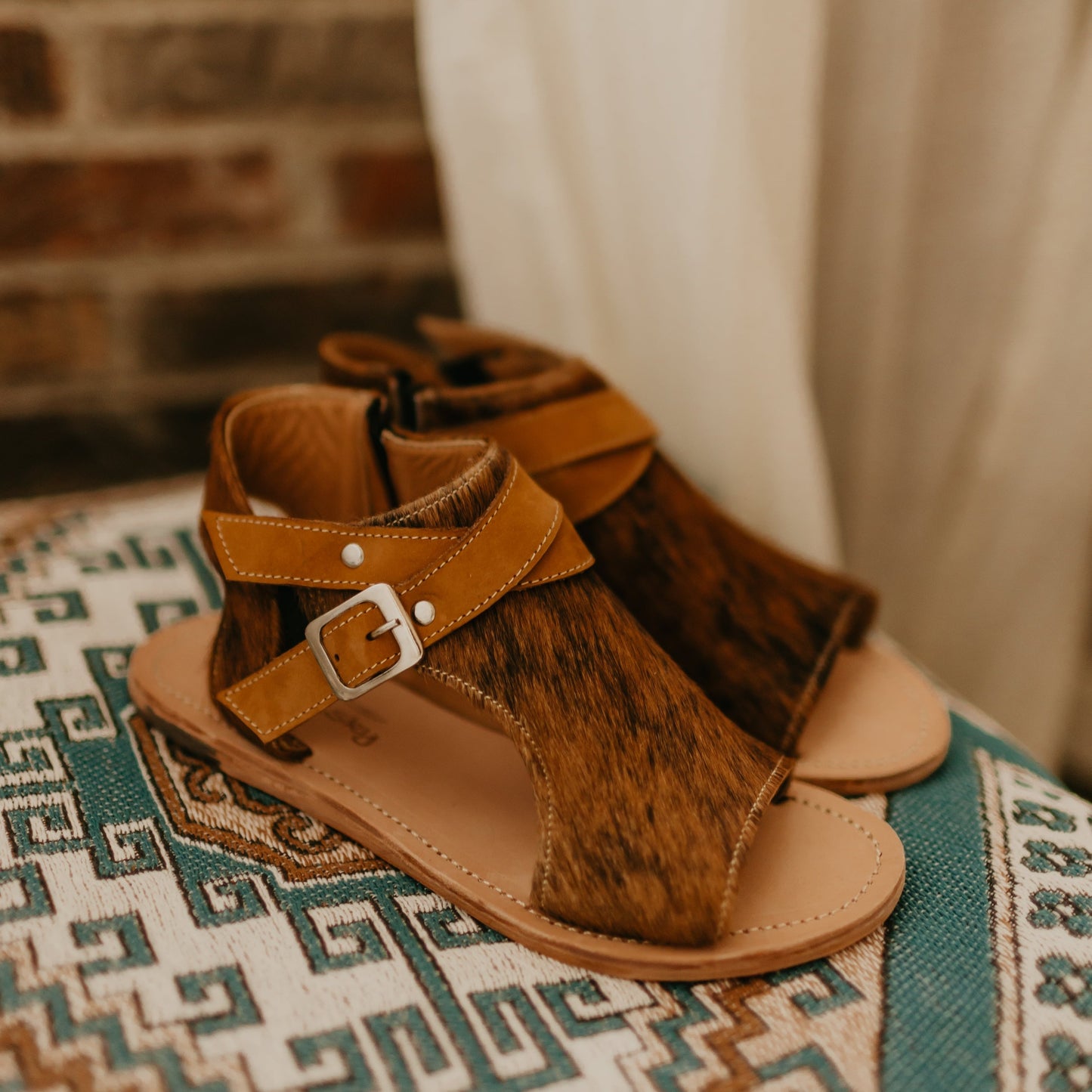 Amber Cowhide Sandal Brindle