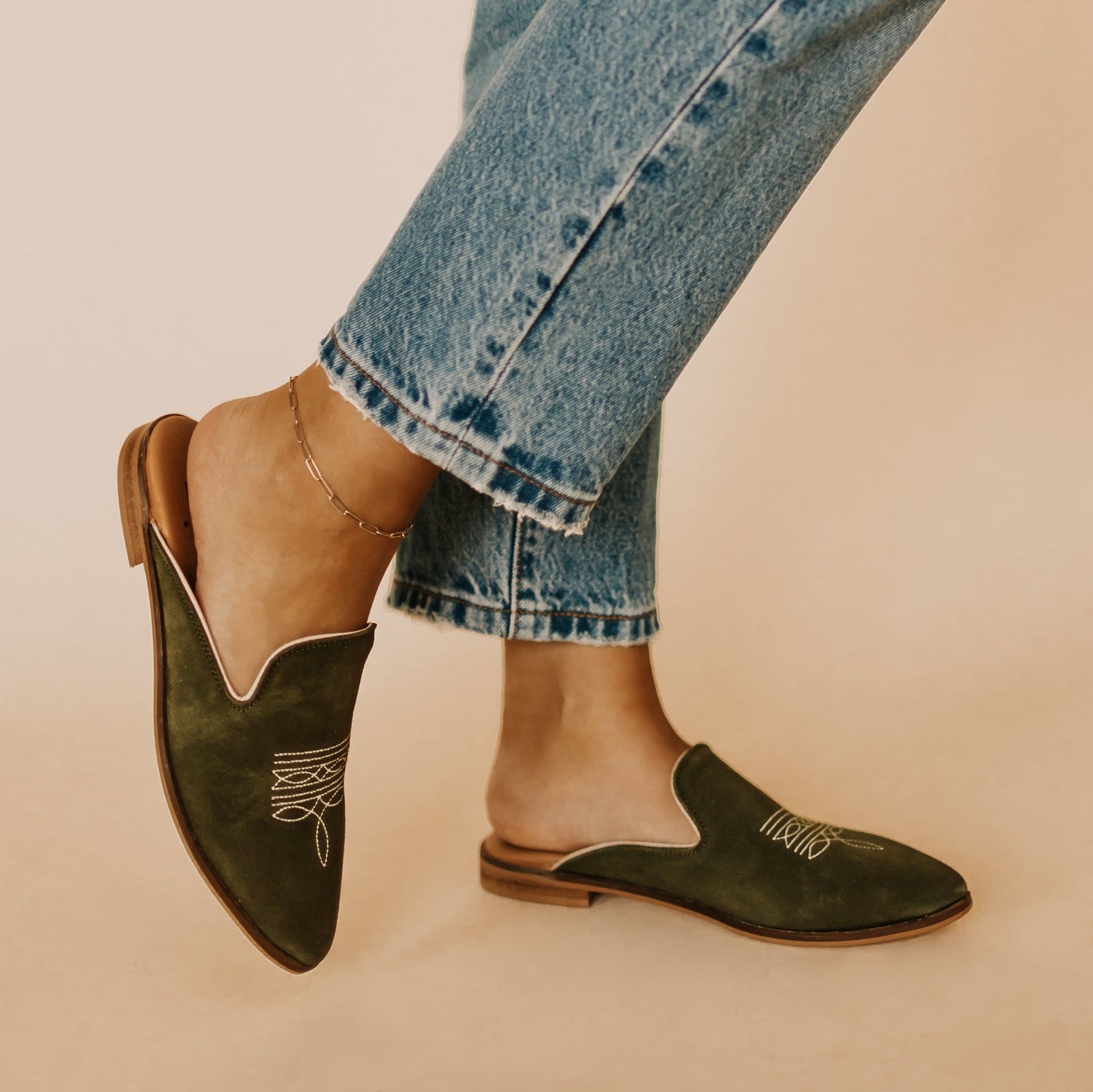 Adaire Western Mule Olive