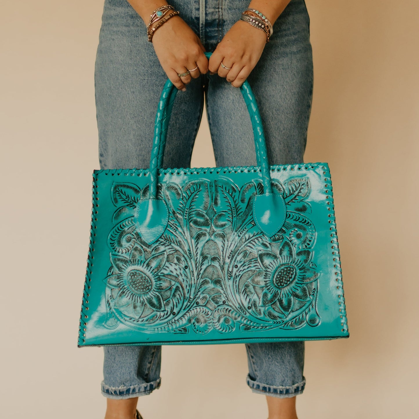 Hand Tooled Leather Tote