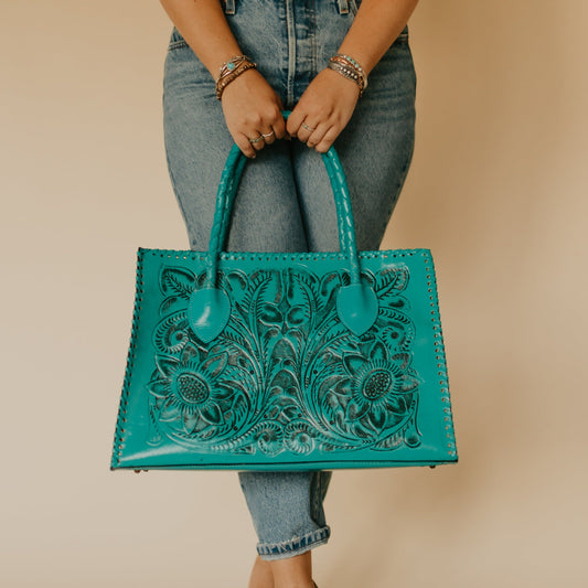 Hand Tooled Leather Tote