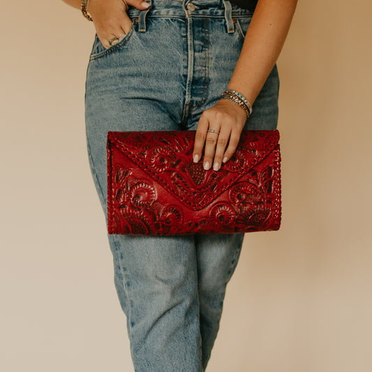 Hand Tooled Leather Maraconera Cross Body Bag