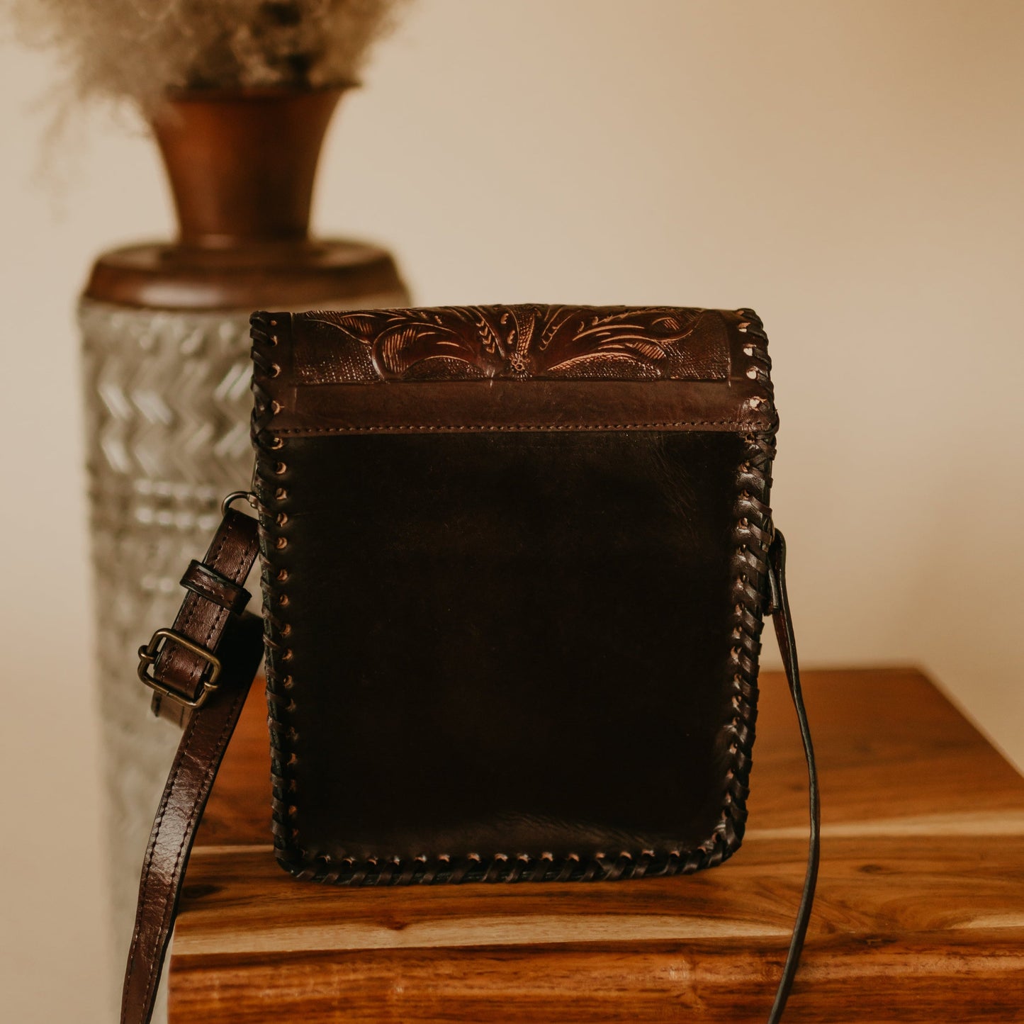 Hand Tooled Leather Messenger Cross Body