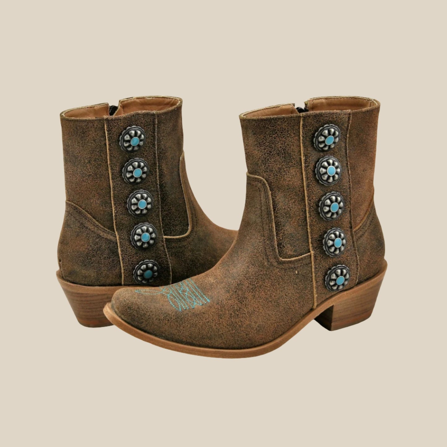 Cait Conchos Ankle Boot Vintage Ginger
