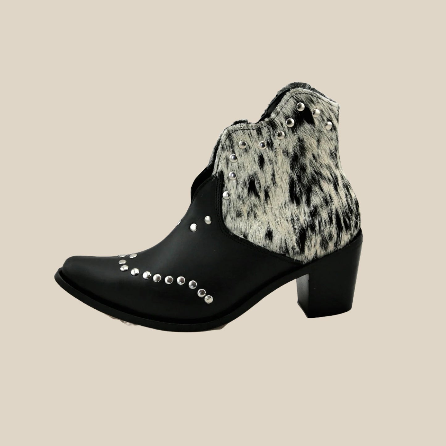 Georgia Studded Ankle Boot Black/Salt & Pepper