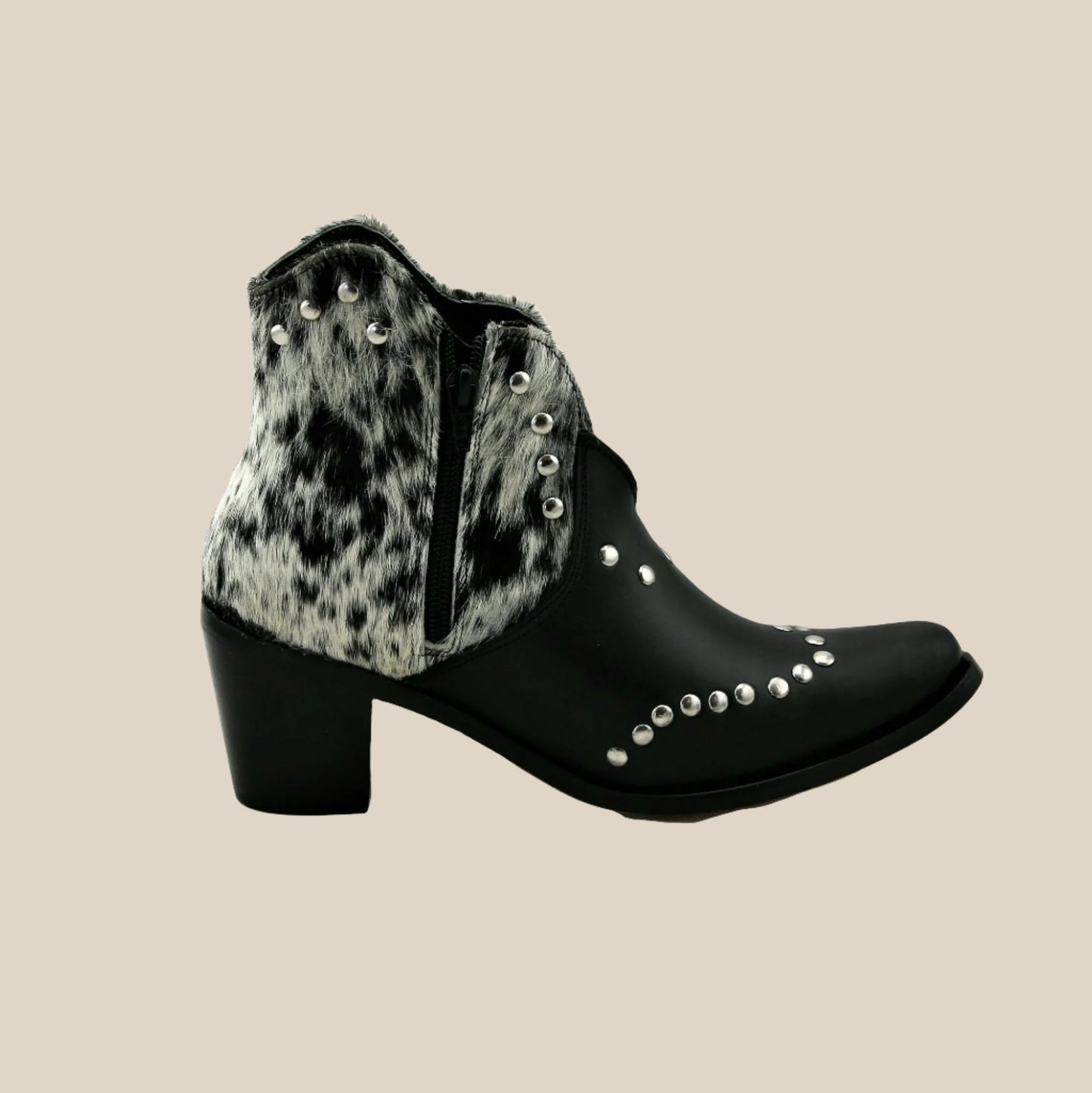 Georgia Studded Ankle Boot Black/Salt & Pepper