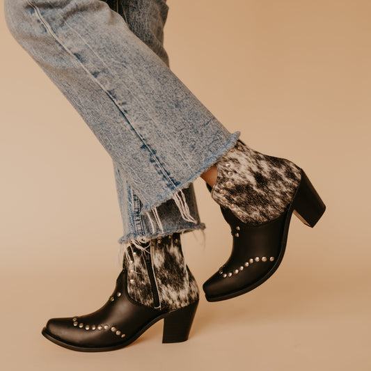 Georgia Studded Ankle Boot Black/Salt & Pepper