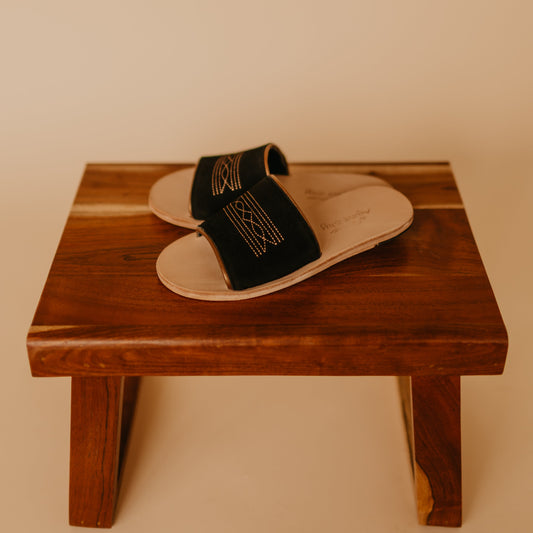 Nadia Western Slide - Black/Copper