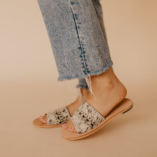 Nadia Woven Slide - Salt & Pepper