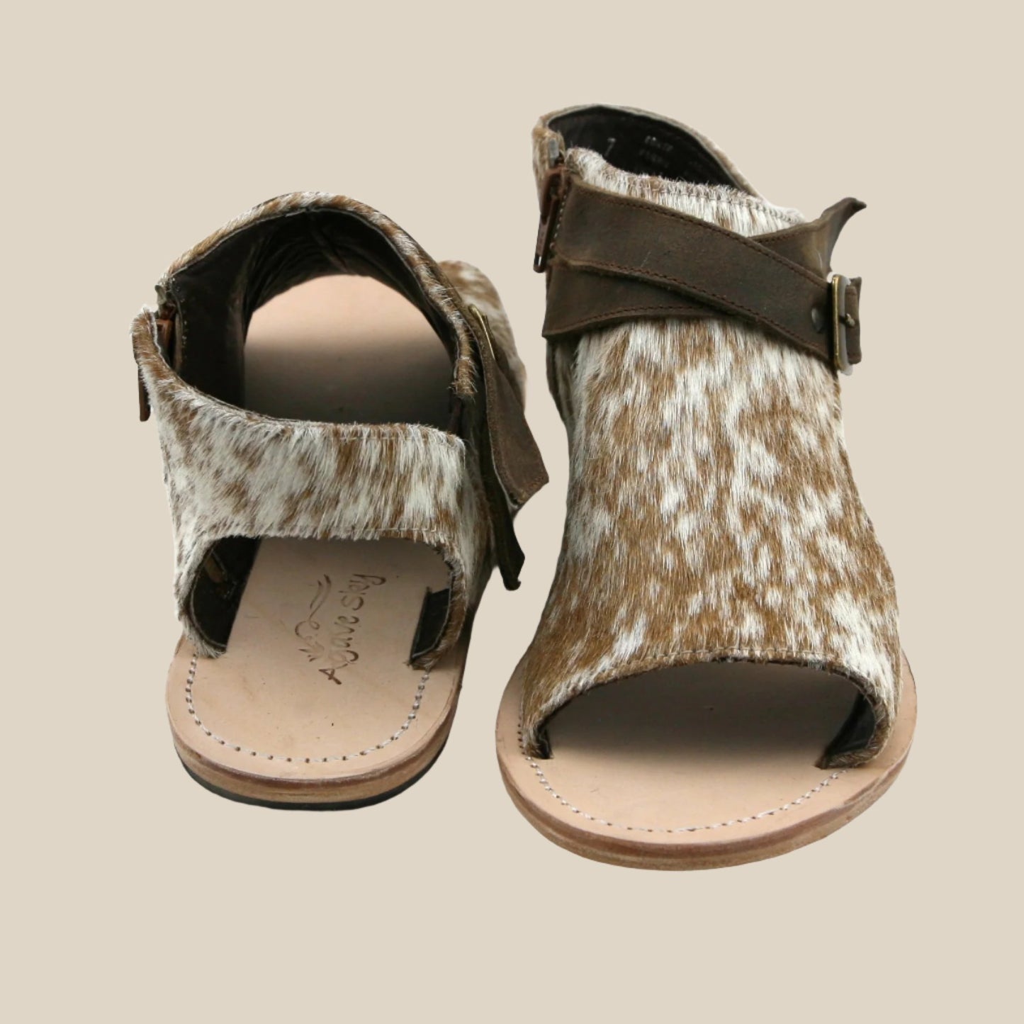 Amber Cowhide Sandal Chocolate