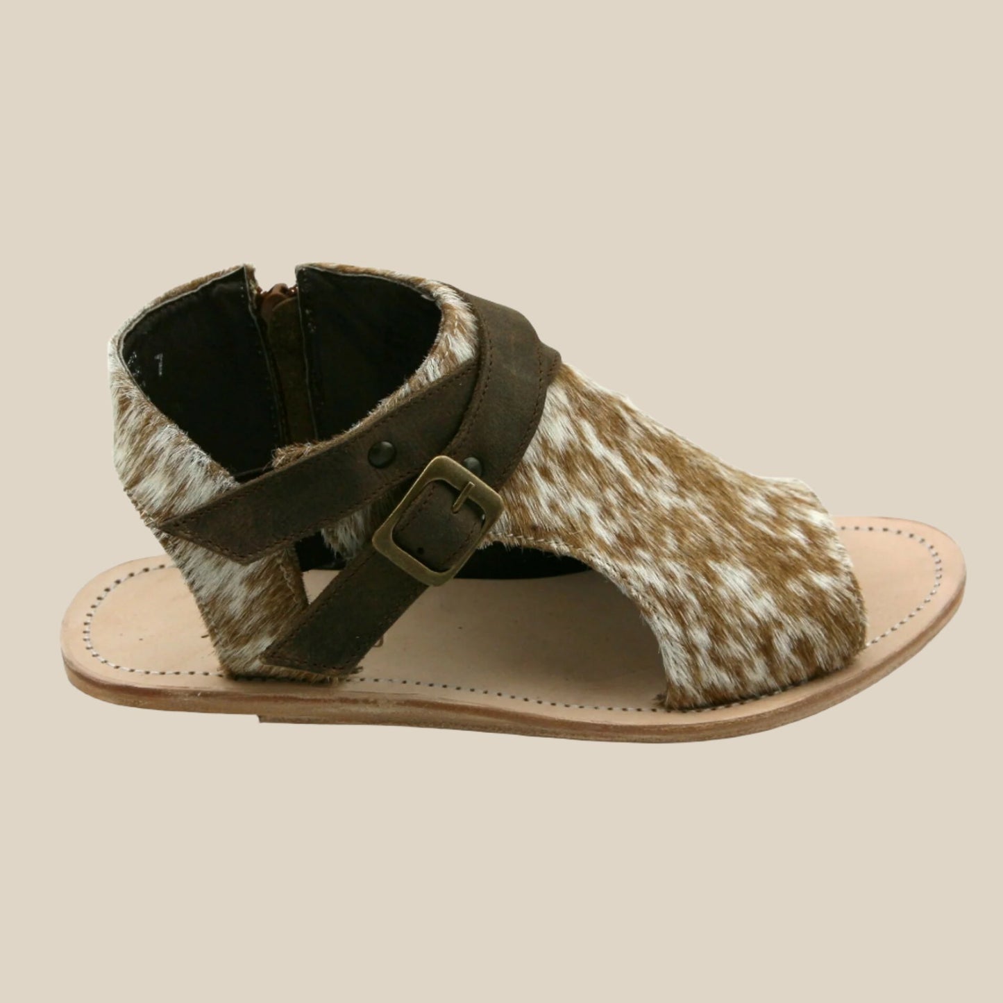 Amber Cowhide Sandal Chocolate