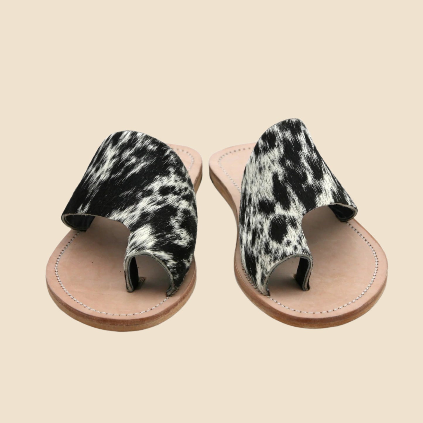 Tanya Cowhide Slide Salt & Pepper