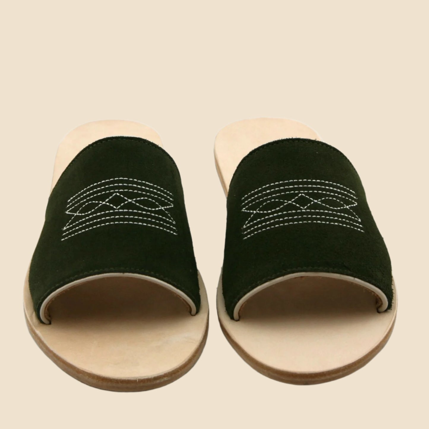 Nadia Western Slides Olive & Cream
