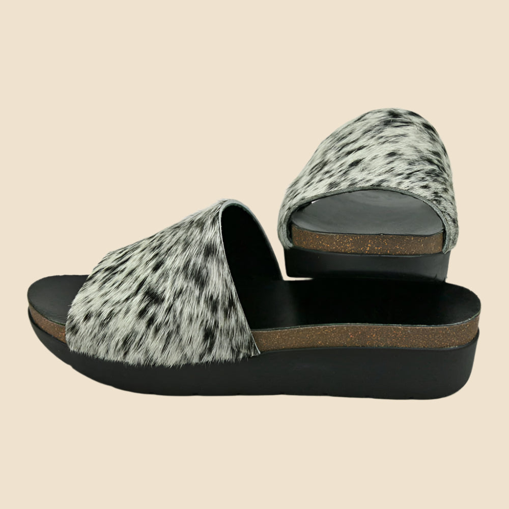 Melissa Cowhide Wedges Salt & Pepper