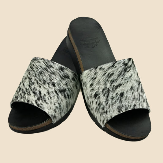 Melissa Cowhide Wedges Salt & Pepper