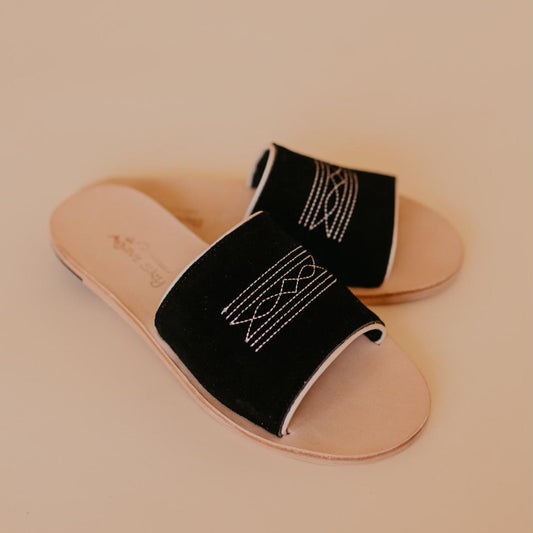 Nadia Western Slide - Black/Cream
