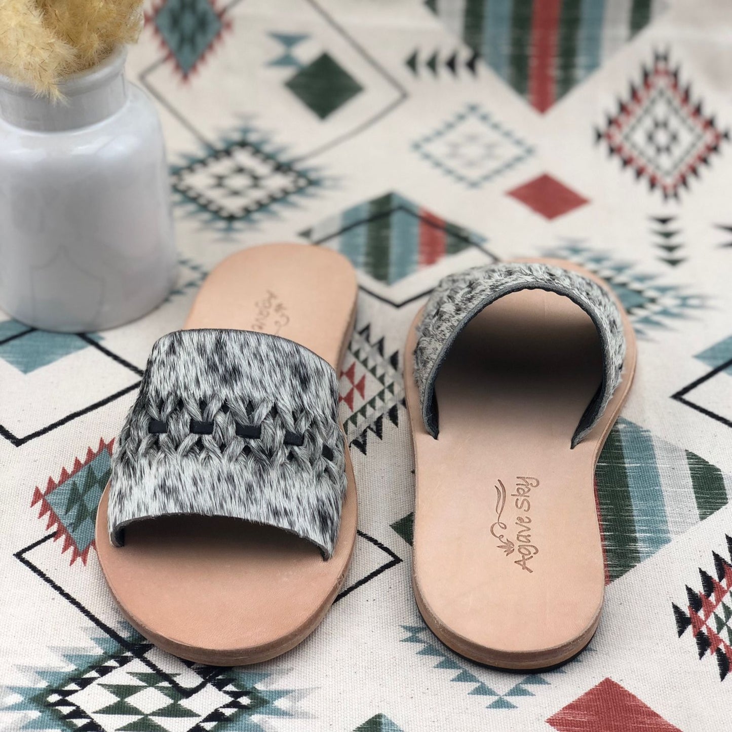 Nadia Woven Slide - Salt & Pepper