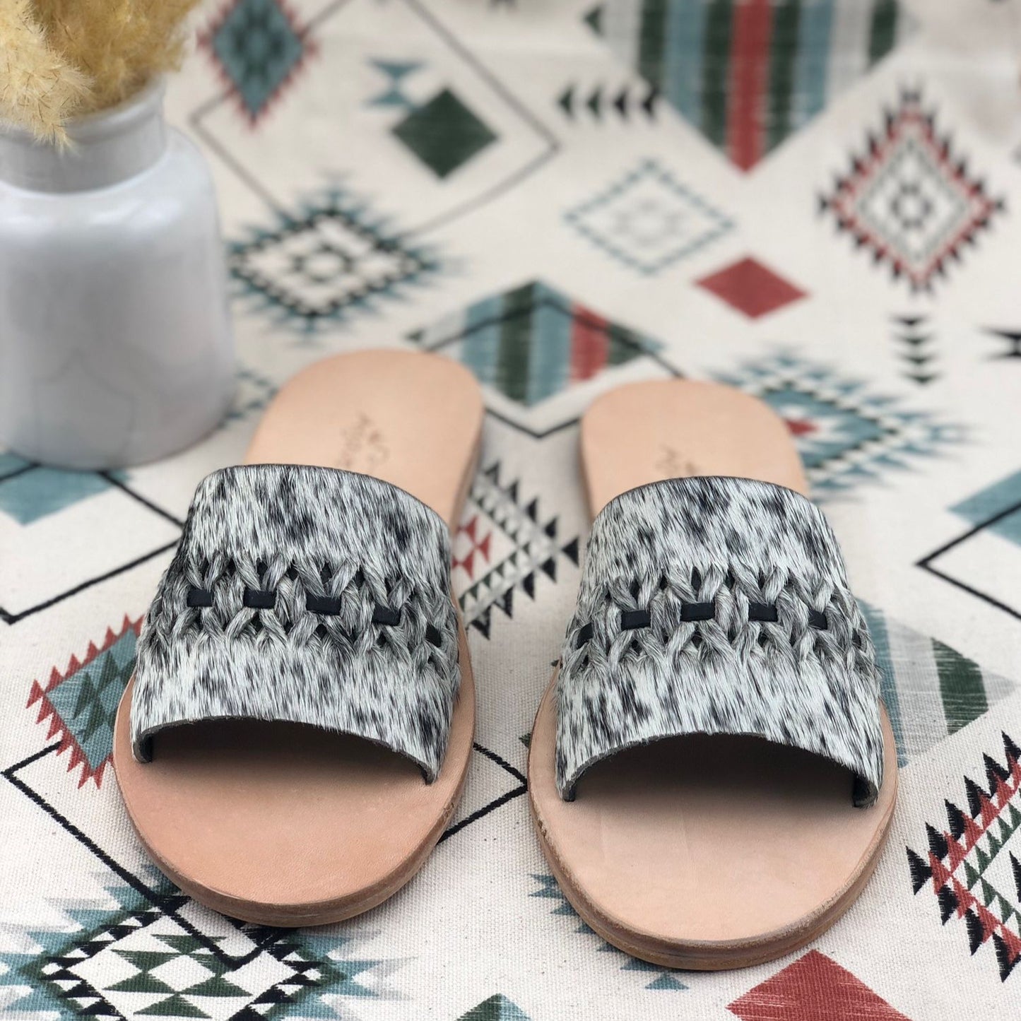 Nadia Woven Slide - Salt & Pepper