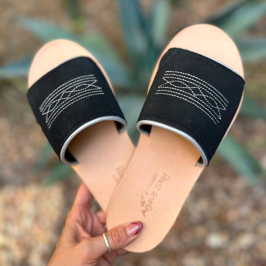 Nadia Western Slide - Black/Silver