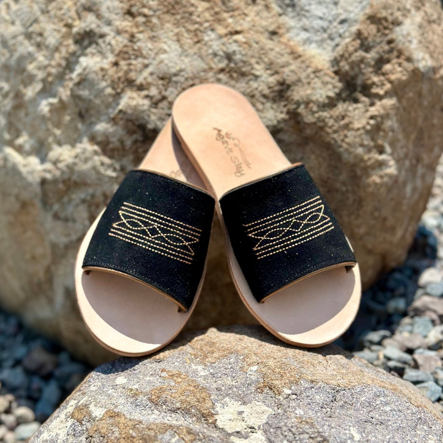 Nadia Western Slide - Black/Copper